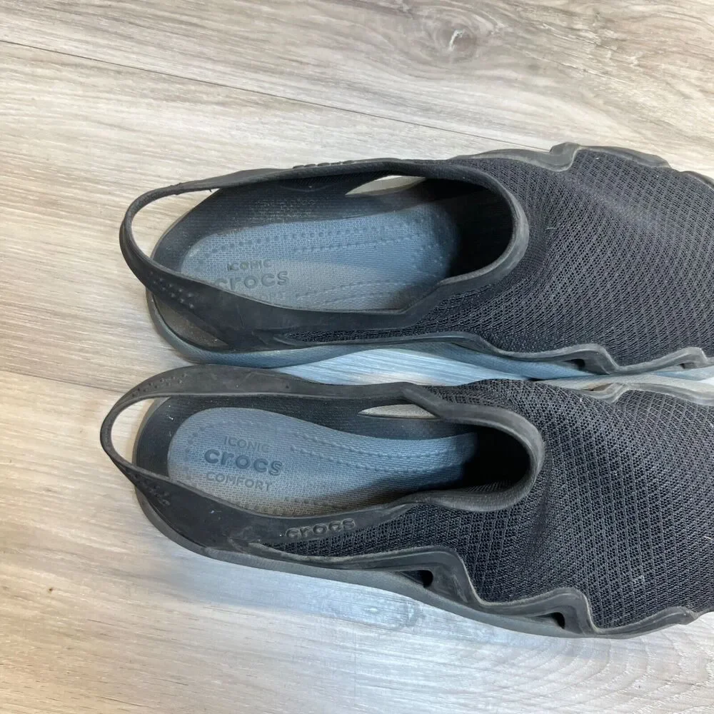 CROCS Swiftwater Mesh Wave Sandals Mens Size 8‎ Black Water Shoes Iconic Comfort